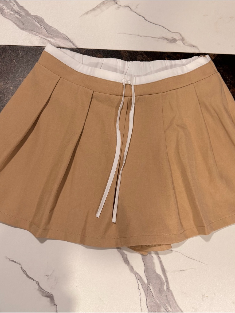 Primark Beige Skort with White Waist Tie